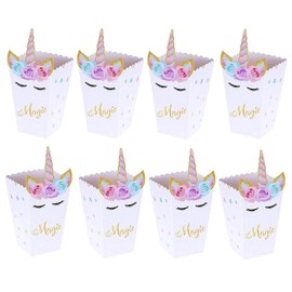 Sumerk 12 Pack Unicorn Popcorn Boxes Snack Boxes Candy Boxes Unicorn Party Favor Boxes Party Food Cookie Containers Baby Shower Birthday Party Decorations Supplies