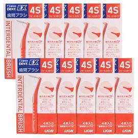 Lion DENT.EX Interdental Brush, 4 Pieces x 10 Pieces (4S (Red)