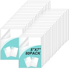 80 Pieces Acrylic Sheets Clear Plastic Sheet with Protective Paper Clear PETG Panels for Craft Projects, Replacement Picture Frame (80 Pieces,7 x 5 x 0.04 Inch)