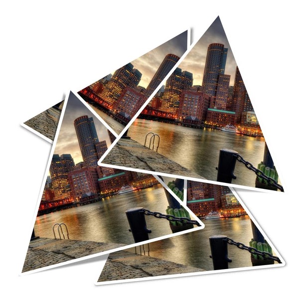 Vinyl Triangle Stickers (Set of 4) 10cm - Boston Skyline