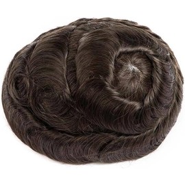 Hombres Tupé for hombres, sistema de reemplazo cabello Remy con base encaje francés completo, extensiones ondas 30 mm Postizo(7x9)
