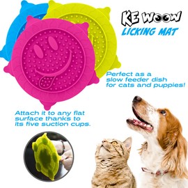 KE WOOW Small Lick Mat for Dogs and Cats. Licking mats Provide Anxiety Relief for Dogs and Cats, Reduce Boredom, and are Perfect for Bathing and Grooming. (Blue)