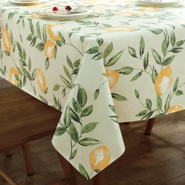 Arquiel Square Lemon Tablecloth, Wipe Clean Reusable PVC Summer Tablecloth Waterproof Oil-Proof Lemon Table Cover for Kitchen Party Picnic Patio, 140x140cm