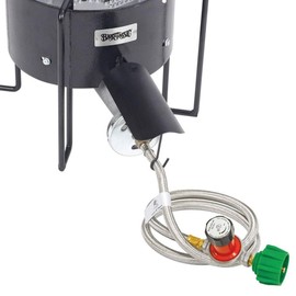 Bayou Classic M5HPR-30, 0-30 PSI Adjustable Regulator with Stainless Braided Hose