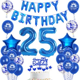 Balloons 25th Birthday Decoration Man Blue Happy Birthday 25th Birthday Party Decoration Set 25th Birthday Decoration Men 25th Birthday Man Decoration Blue Foil Balloons 25th Birthday Men Decoration