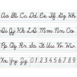 Humyoun Set of 9 Cursive Writing Bulletin Board Cursive Alphabet Wall Strip for Teacher Supplies, Classroom Teaching Tool, Homeschooling, Kids Education(Simple)