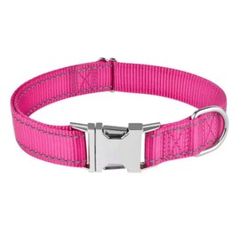 Love Dream Reflective Dog Collar with Metal Buckle, Adjustable Safety Nylon Dog Collars with Heavy Duty Quick Release Buckle for Small Medium Large Dogs, Pet Collar with ID Tag Ring