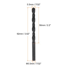 HARFINGTON 10pcs Jobber Drill Bits 5.5mm (7/32") Nitride Coated High Speed Steel (HSS) 4241 Twist Drill Bits for Stainless Steel Copper Aluminum Alloy Metal Wood Plastic, Black