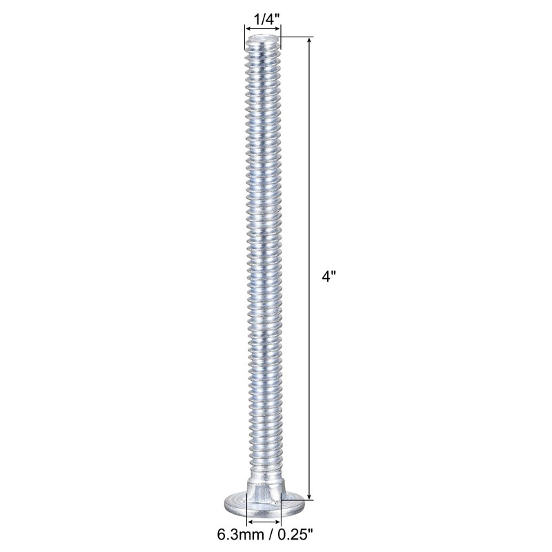 sourcing map 1/4-20x4" Carriage Bolt Round Head Square Neck Q235