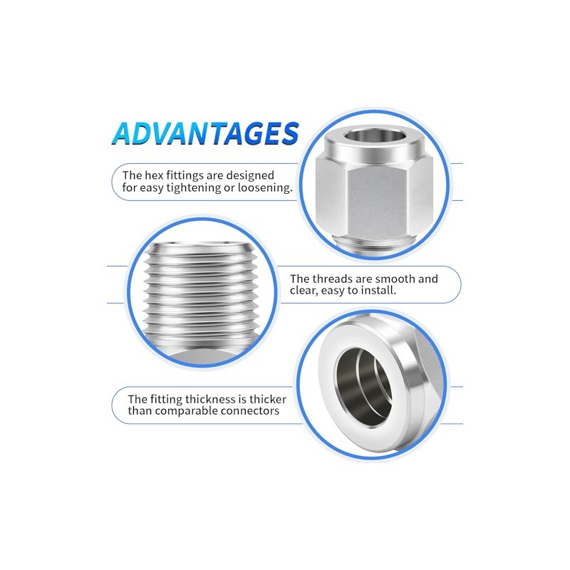 ChillWaves Accesorio de Tubo de Compresión de Acero Inoxidable 304,