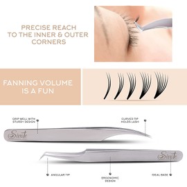 Pinzas para pestañas de acero inoxidable, 5 unidades, color plateado