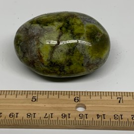107.1g, 2.4"x1.8"x1.3" Natural Untreated Green Opal Palm-Stone Crystal Polished Galet Shape Gemstones @Madagascar, B38299