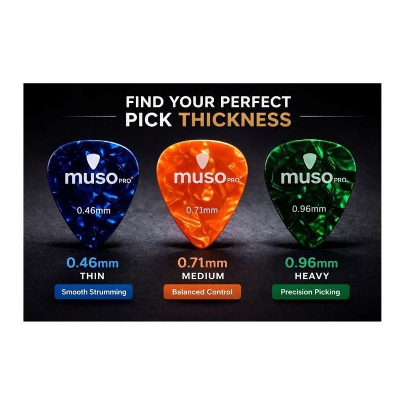 Muso Pro Guitar Picks Holder with 15 Picks, Plectrum for