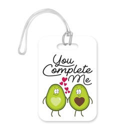 LT177 You Complete Me/Avacados Love Novelty Funny Unique Designer Gift Glossy Plastic Suitcase Luggage Tag