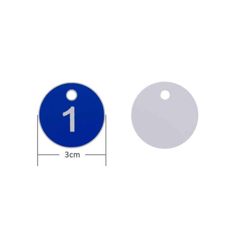 Blue Plastic Engraved Number Plates without Key Rings 1-100