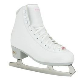 Riedell Ruby Ice Skates - Youth Recreational Figure Ice Skates with Steel Luna Blade | White | Size 1 JR