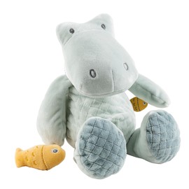 Nattou Cuddly Toy Made of Polyester, Crocodile Romeo, Companion from Birth, Approx. 32 cm, Romeo, Jules and Sally, Light Blue