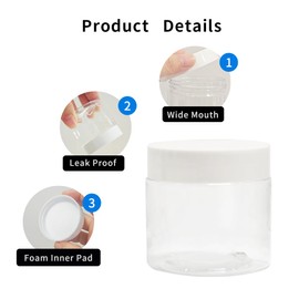 BiBOTLSFLY 60ml 30pcs Clear Plastic Round Jars with White Lids, Leak-Proof Storage Jars Containers for DIY Crafts, Kitchen Use, Beauty Product and More
