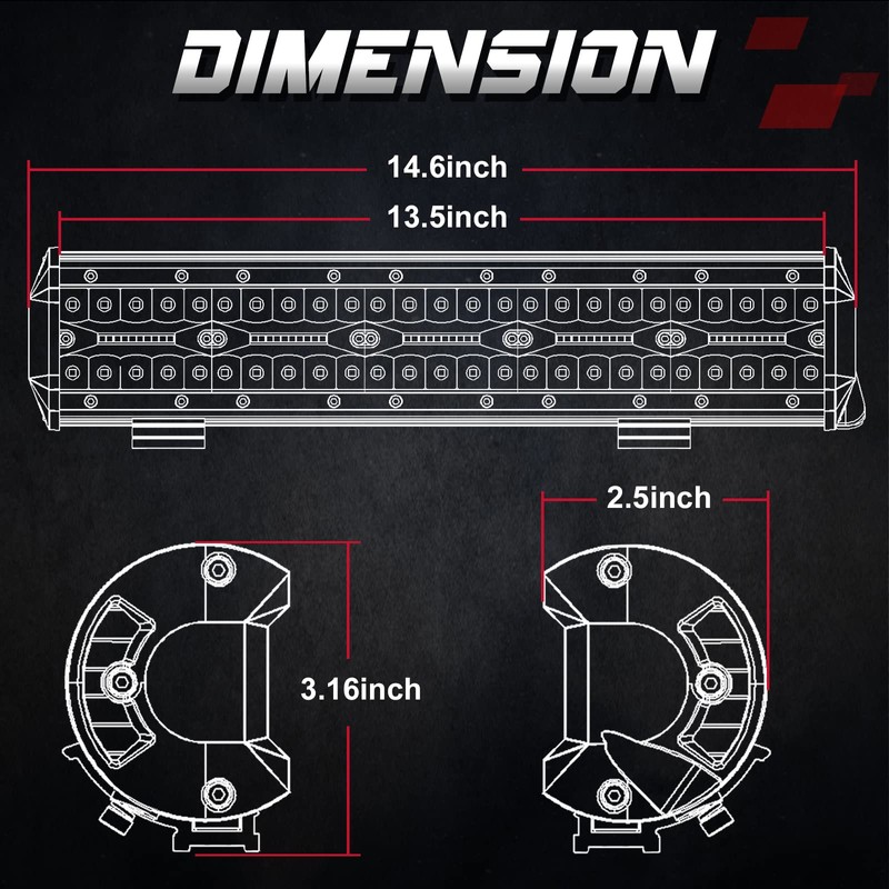 OFFROADTOWN 15 Inch 300W LED Light Bar, White, Aluminum, IP68
