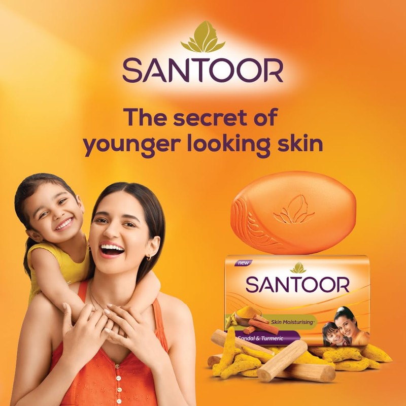 Santoor Soap with Sandal And Turmeric - Pack of 4