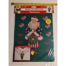 Plaid Patriotic Christmas Iron On Transfer Americana Santa Plaid WM57400 VTG Unopened
