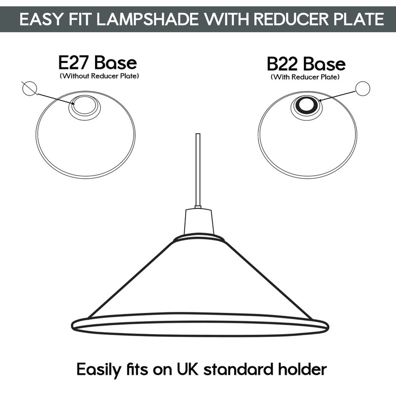 Modern Industrial Metal 22cm Easy Fit Cone Shape Pendant Ceiling