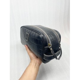 ZOLO LEATHERS LEATHER Toiletry Bag, Premium Genuine Leather Vintage Travel Shaving & Dopp Kit : for Toiletries, Cosmetics & More : Spacious Interior & Waterproof Lining : Compact, (croco Black)