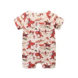 Western Baby Boy Clothes 6-9 Months Horse Printed Sea Travel Trip Rompers