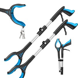 KEKOY 26 Inch Grabber Reacher Tool for Seniors 2 Pack, Foldable Reacher Grabbers Pickup Stick with Anti-Slip 360° Rotating Jaw, 4" Wide Extended Claw with Magnet for Disabled, After Surgery Recovery