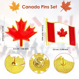 AhfuLife Canada Flag Pin and Maple Leaf Lapel Pin, Metal Canada Lapel Pins for Travel, Alloy Canadian Pin Button Badge Canadian Flag Brooches Armband for National Day Patriotic Activities