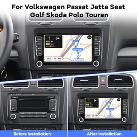 Android 13 Car Radio for VW Passat Jetta Seat Golf Skoda Polo Touran, [1G+32GB] 7 inch Touch Screen Volkswagen Stereo with Wired&Wireless CarPlay Android Auto Bluetooth GPS WiFi FM+Backup Camera