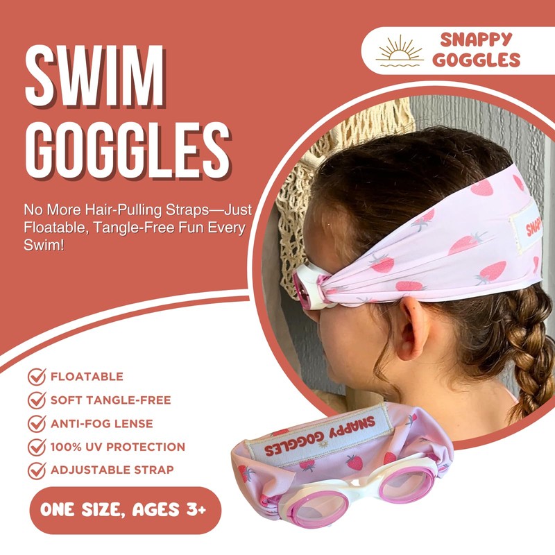 Snappy Goggles Kids Swim Goggles – Floatable, Tangle-Free Strap, Anti-Fog