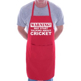 May Start Talking About Cricket BBQ Cooking Funny Novelty Apron Red