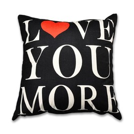 Love You More Cushion Covers for Mum Dad Christmas Gifts for Girlfriend Boyfriend Throw Pillow Covers Black for Wife Husband Birthday Gifts for Best Friends Home Decor Accessories