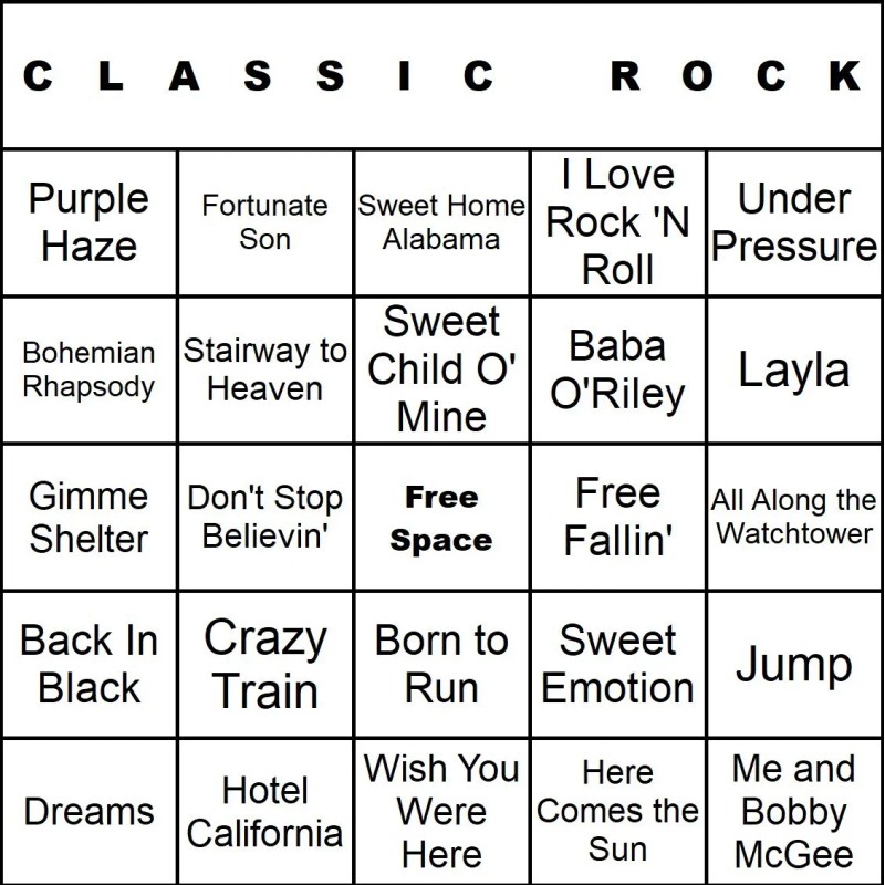 banginmeats Classic Rock 100 Music Bingo Cards Printed And Laminated