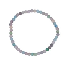 Taddart Minerals Colourful Natural Gemstone Morganite Beryl Bracelet with 4mm Balls on Elastic Nylon Thread - Handmade, Rubber, morganite