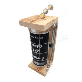 Happy Birthday 18 - Geburtstag Geschenke - Eiserne Reserve Spardose mit Säge zum zersägen des Gitter - Geldgeschenk - - Sparbüchse - Geschenkideen