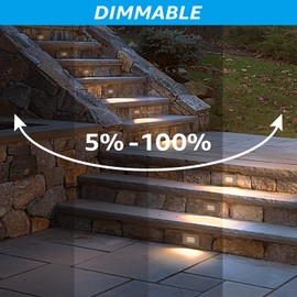LEONLITE 3CCT Line Voltage 120V LED Step Lights, 5W Dimmable 5%-100%, 3000K/4000K/5000K Selectable, Indoor Outdoor Stair Light, Die-cast Aluminum, CRI90, ETL Listed, Pebble Grey, Pack of 6