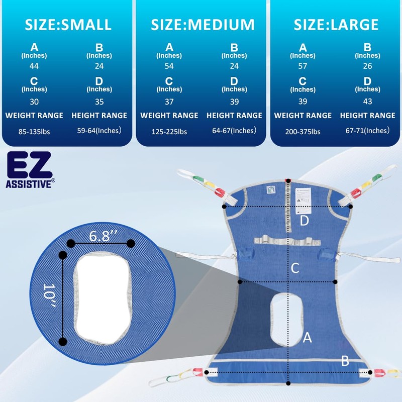 EZ Assistive Hoyer Lift Sling with Commode - Patient Lifting
