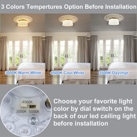 AXILAND Modern Flush Mount Ceiling Light Fabric Drum Shade Dimmable LED Ceiling Light Hallway Light Fixtures Ceiling