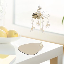 Garosa Spinning Candle Holder with Tray Rotating Candlestick Romantic Revolving Lantern Table Rotating Candle Holder for Home Decoration Christmas Valentine's Day Party(Snowflake Deer)