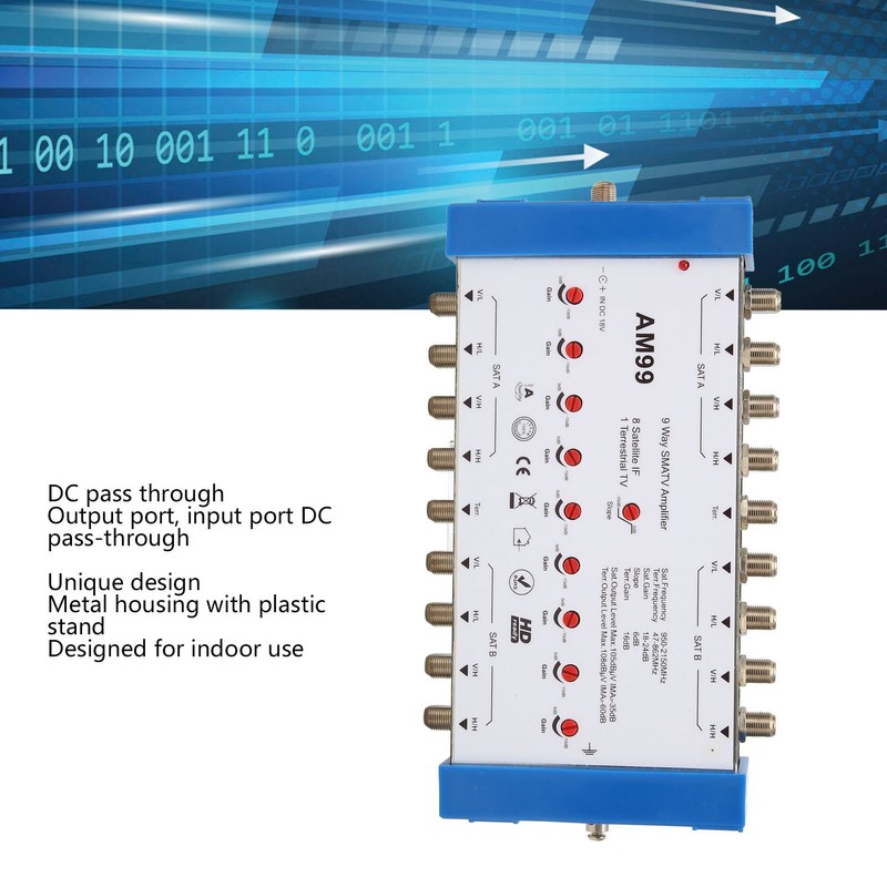 9 Way SMATV Amplifier Professional Plug and Play Satellite TV