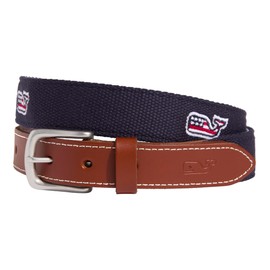 vineyard vines Embroidered Flag Whale Canvas Club Belt