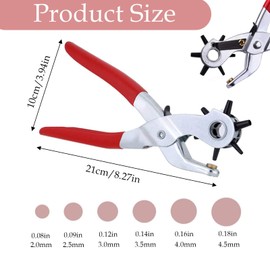 Belt Hole Puncher for Leather, Leather Hole Punch, Belt Hole Puncher Tool Multi Sized for Crafts Card Rubber Dog Collars Saddles DIY Home or Craft Projects