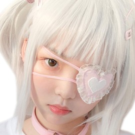 YOMORIO Anime Cosplay Eye Mask Lolita Cute Japanese Costume Accessories Kawaii Lace Blindfold Pink (Pink)
