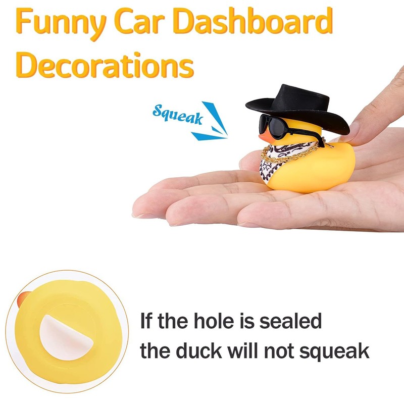 wonuu Car Dashboard Decor Cowboy Hat Rubber Duck, Car Ducks