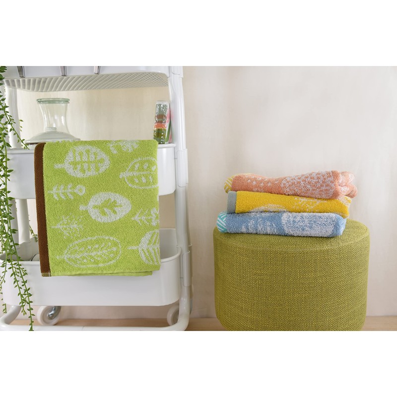 Kosugizen Jacquard Face Towels, Natural, 13.4 x 31.5 inches (34