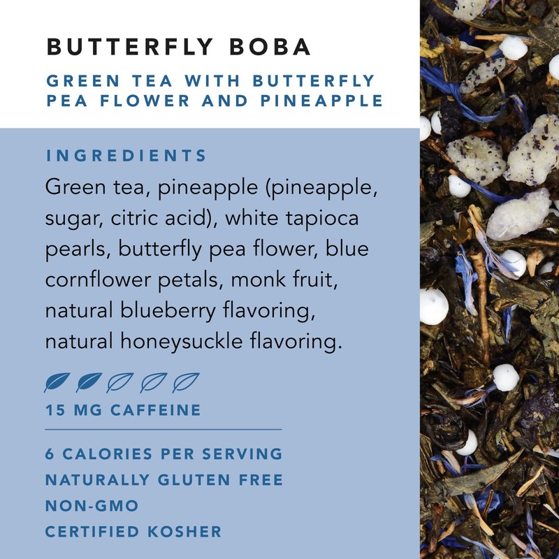 Pinky Up Butterfly Boba Tea Sachets - Low Calorie Whole