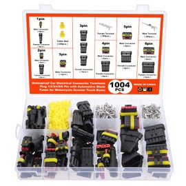 WiMas 1004PCS Waterproof Car Electrical Connector Terminals Plug, 1/2/3/4/5/6 Pin Automotive Waterproof Connector Car Electrical Wire Pin Connector for Motorcycle Scooter Truck Boats