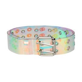 Allegra K Womens Clear Waist Belts, Plus Size Grommet Transparent Pin Buckle Belt for Jeans Dresses Shorts 58-100cm/22.83-39.37" Colorful